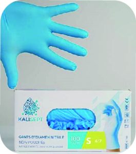 Gants d'examen bleus nitrile non poudrés